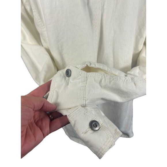 Old Navy Womens XL Utility Jacket Ivory Linen Blend Multiple Pockets - Picture 6 of 10